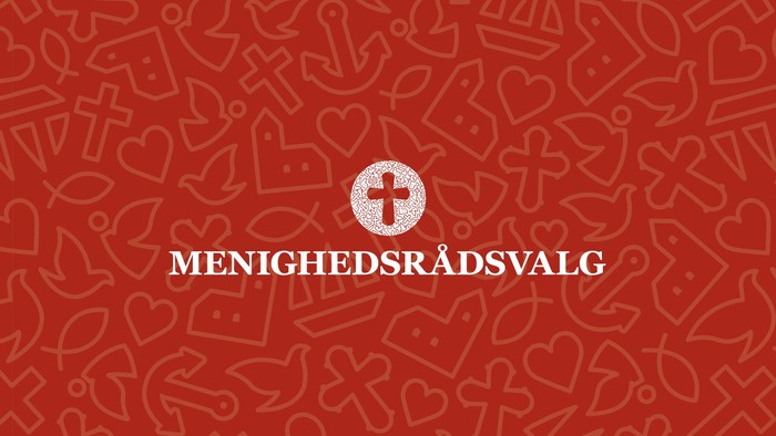 Rødt design med hjerter og kors, og teksten 