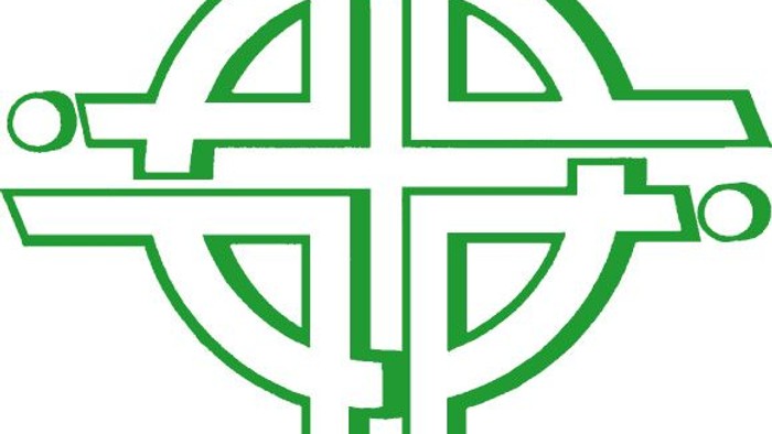 Das Bild zeigt ein grünes Symbol der Weltgebetstag der Frauen.