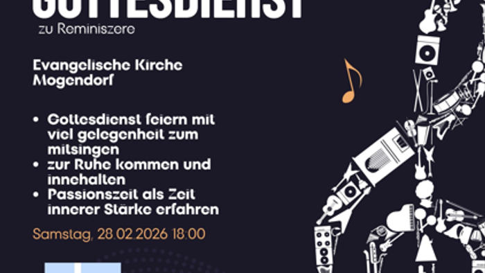 Einladung zum musikalischen Gottesdienst in Mogendorf, Samsta, 28.02.26