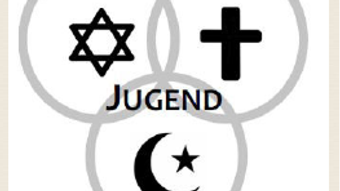 Kasseler Trialogtag am 27. Februar 2025 mit jüdischen, christlichen und muslimischen Symbolen.