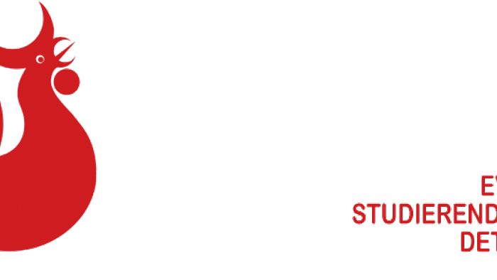 Das Bild zeigt ein rotes Symbol mit dem Text „Evangelische Studierendenteam Detmold/Lenko“.