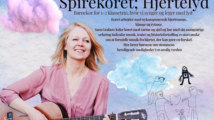 Sara Grabols spiller guitar og synger på koncerter med liv.