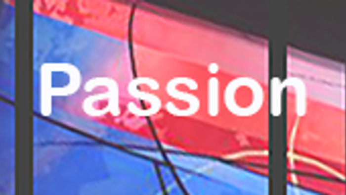 Schmuckbild in rot und blau Schriftzug Passion