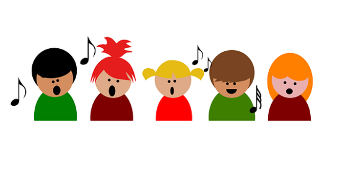 Grafisch dargestellte, singende Kinder