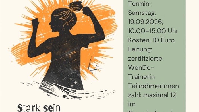 Plakat für einen WenDo-Selbstbehauptungskurs für Mädchen im Alter von 13–16 Jahren – für mehr Stärke und das Setzen von Grenzen.