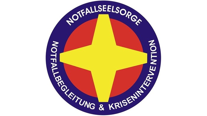 Das Logo der Notfallseelsorge mit einem gelben Stern und deutschem Text.