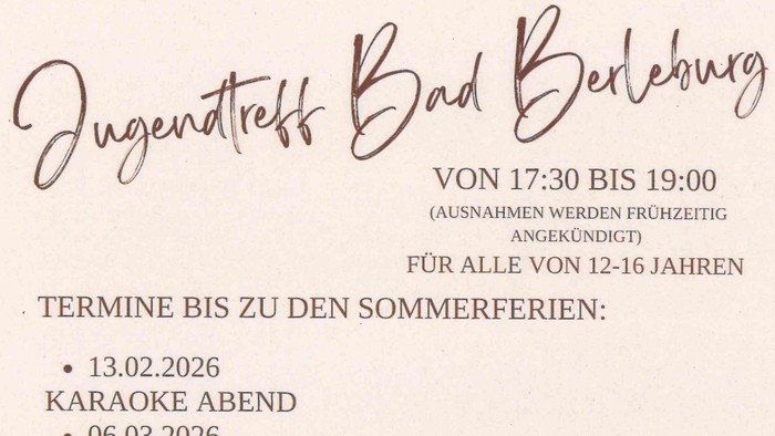Jugendtreff Bad Berleburg Programm Februar bis Mai 2026