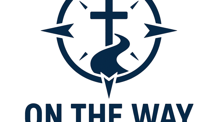 Logo, das die christliche Reise mit einem Kompass, einem Fisch und einem Kreuz symbolisiert, mit dem Spruch *„On the Way“ – „Unterwegs“* in Deutsch und Englisch.