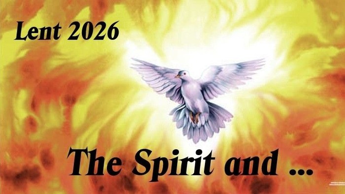 A dove symbolizing the Holy Spirit emerges from fiery flames during Lent 2026, with text