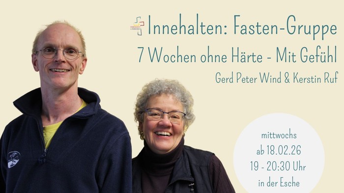 Das Innehalten-Team Kerstin Ruf und Gerd Peter Wind mit der Fastengruppe 7 Wochen ohne Härte - Mit Gefühl