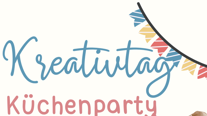 Kreativtag-Plakat für eine Kinder-Küchenparty mit Kochaktivitäten am 18. April.