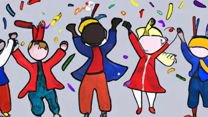 Kinder feiern mit bunten Konfettiregen