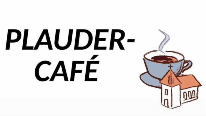 Das Bild zeigt das Logo des Plauder-Cafés mit einer Tasse Kaffee und einem kleinen Haus.