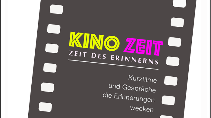 Filmplakat zur Bewerbung von Kurzfilmen und Diskussionen, die Erinnerungen wecken sollen, mit dem Titel *„Kino Zeit: Zeit des Erinnerns“*.