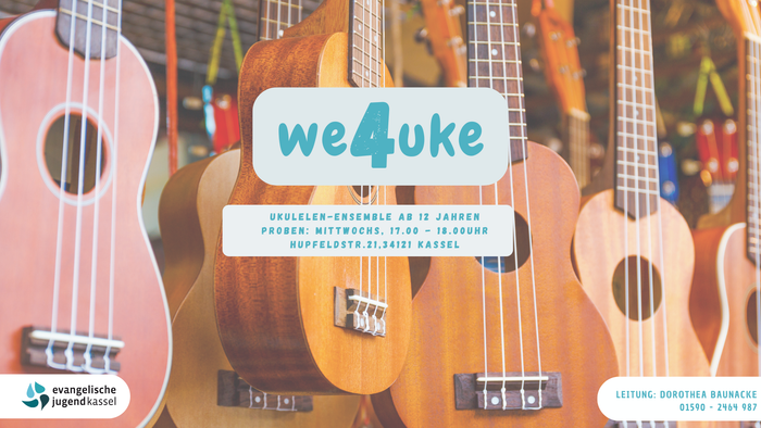 Ukulelen ausgestellt für eine Veranstaltung namens *„we4uke“* im Januar.