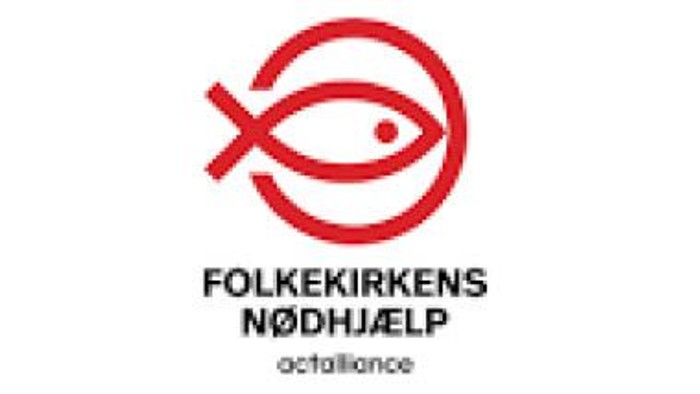 Folkekirkens Nødhjælp logo med fiskesymbol og navnet 