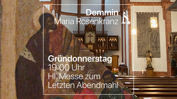 Bild zeigt Ankündigung für gedenkenden Gottesdienst mit Maria Rosenkranz.