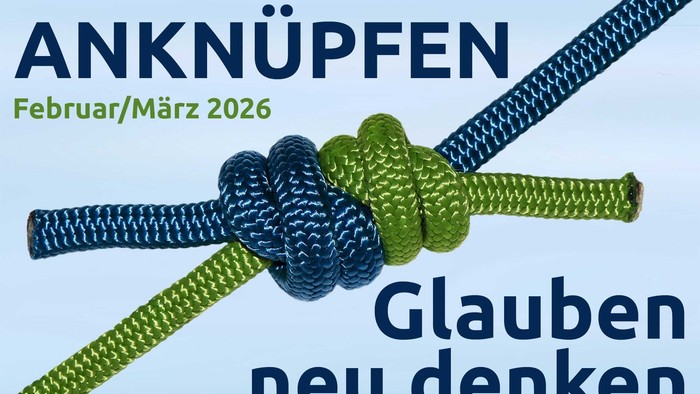 Werbeplakat für eine Veranstaltung im Februar/März 2026, das zu neuen Denk- und Vernetzungsansätzen einlädt – betitelt *„Anknüpfen“* mit verknoteten Seilen.