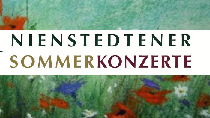 Das Bild zeigt eine sommerliche Blumenwiese mit dem Text 