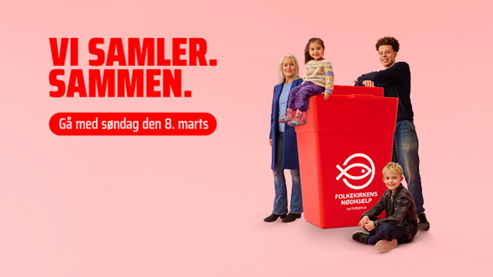 En valgplakat, der opfordrer til fællesskabsdeltagelse i afstemningen den 8. marts, med en familie og en rød stemmeurne.
