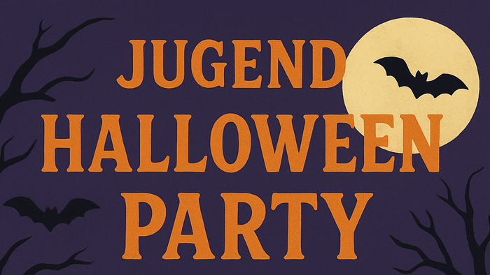 Jugend Halloween Party am 31.10.2025 von 19:00 bis 22:00 Uhr mit Grusel Buffet und Foto-Ecke.