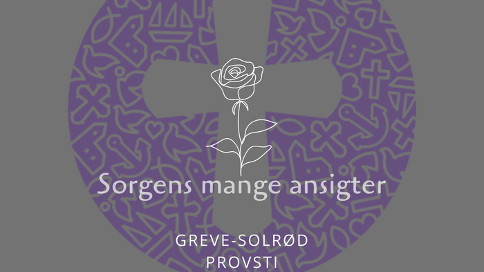 Symbolsk mindesmærke-design med et kors, en rose og tekst om sorgens mange facetter fra Greve-Solrød Provsti.
