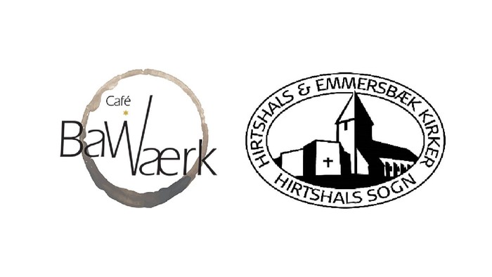 To logoer: ét til Café BaWaerk og ét til Hirtshals & Emmersbæk Kirke og lokalsamfund i Hirtshals Sogn.