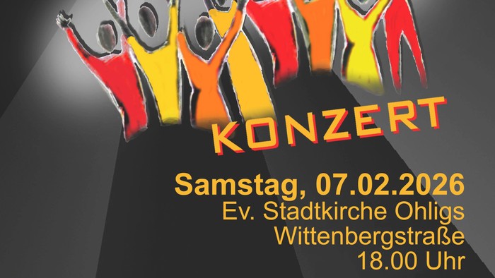 **Plakat für ein Gospelchor-Konzert am 7. Februar 2026 in der Ev. Stadtkirche Ohligs**
