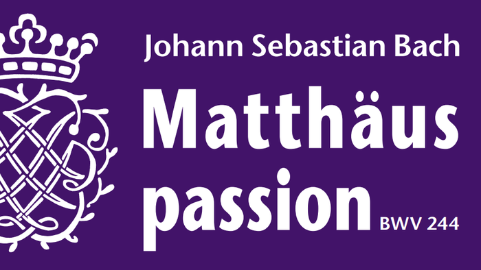 Logo für Johann Sebastian Bachs *„Matthäus-Passion“* BWV 244 mit seinem Namen und dem Titel des Werks.
