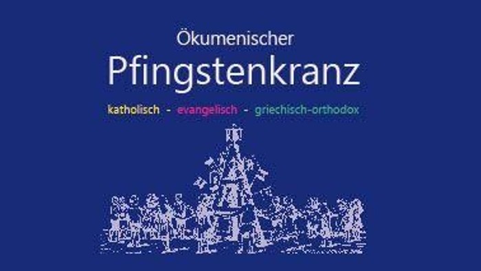 Das Bild zeigt den ökumenischen Pfingstenkranz mit den Bezeichnungen katholisch, evangelisch und griechisch-orthodox.