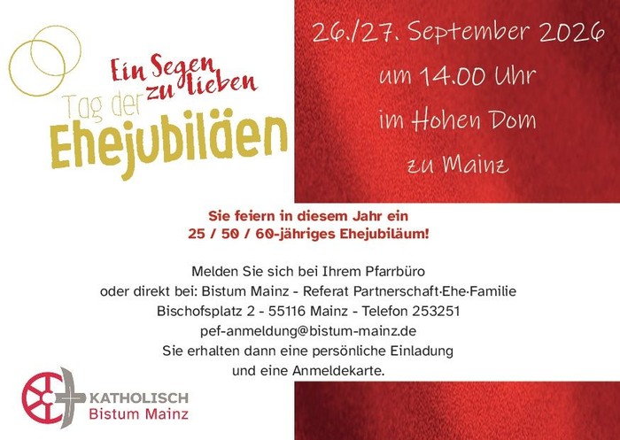 Ankündigung Tag der Ehejubiläen 2026