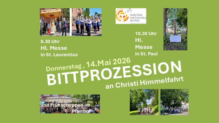 Plakat für eine Prozession am 14. Mai 2026 mit Heiligen Messen und Reiterumzug bei St. Laurentius und St. Paul.
