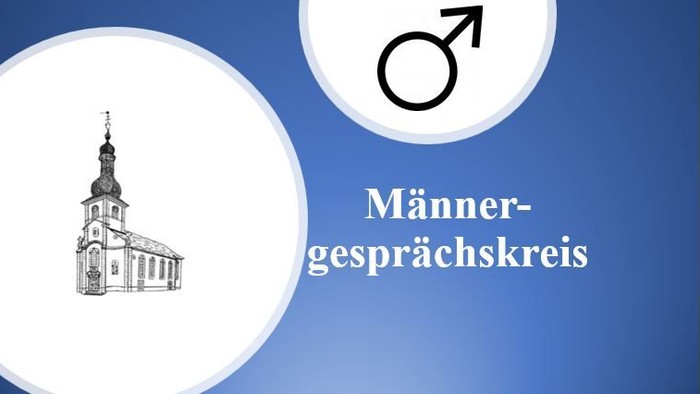 Das Bild zeigt ein Kirchengebäude und ein männliches Geschlechtszeichen