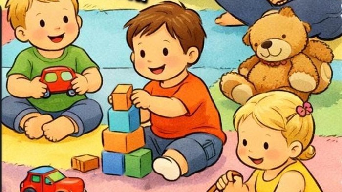 Werbeanzeige für eine neue Krabbelgruppe ab dem 5. Februar mit WhatsApp-QR-Code und Treffdetails.