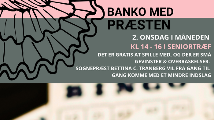Bingo-kort og reklame for arrangement i SCT Lukas Kirke