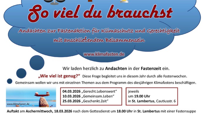 Andachten der Wolke 7 zur Fastenzeit