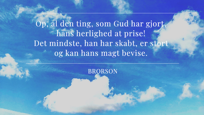 Billede af landskab med citat fra Brorson i skyerne