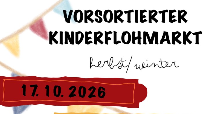 Vorsortierter Herbst-/Winter-Kinderflohmarkt – Veranstaltungsdetails und Anmeldeinformationen für den 17. Oktober 2026.