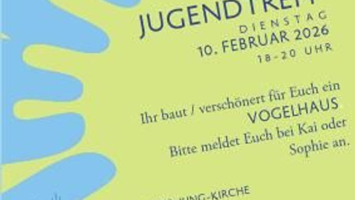 Einladungsflyer für ein Jugendtreffen in der Martin-Luther-King-Kirche am 10. Februar 2026 von 18 bis 20 Uhr.