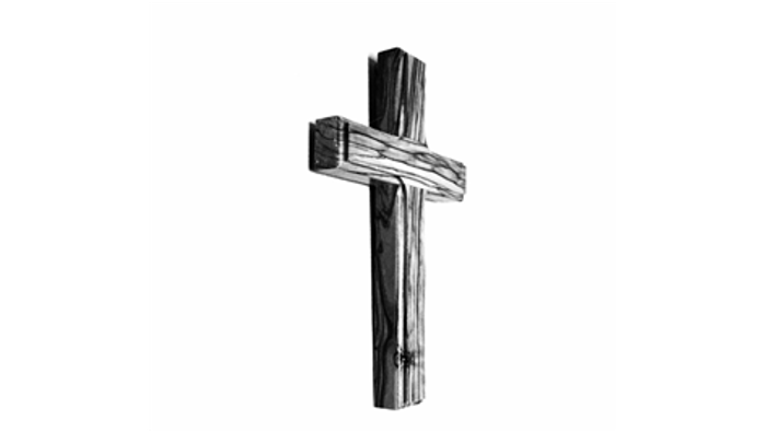 A simple wooden cross against a plain background.