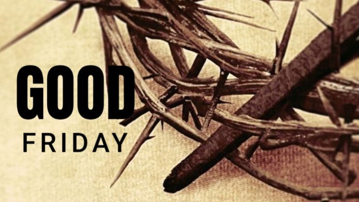 Good Friday image of the crown of thorns and a nail.
