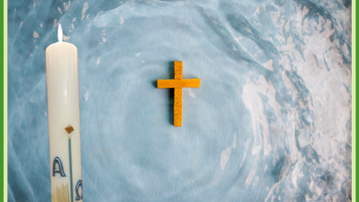 Familien-Ostergottesdienst-Ankündigung mit Kirchenangaben, Ostereiersuche und einer einladenden Osterhasen-Illustration.