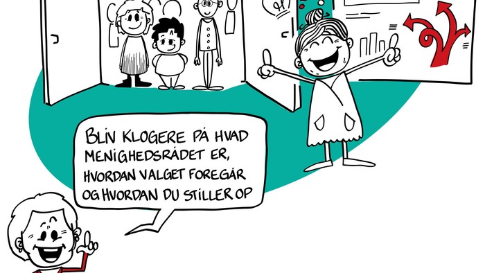 En tegning om orientering og kommunikation i en gruppe.