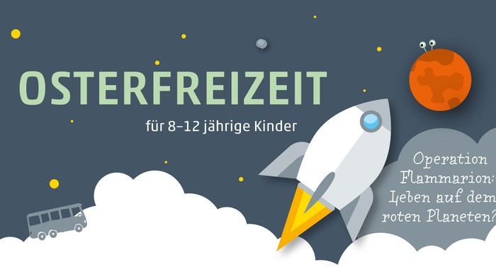 Osterferien-Event für Kinder von 8 bis 12 Jahren im Jahr 2026 mit einer weltraumthematischen Mission zum Mars.