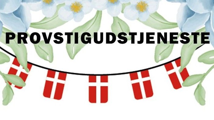 Dekorativt banner med norske flag-inspirerede røde og hvide striber med blomster- og bladmønstre, mærket **