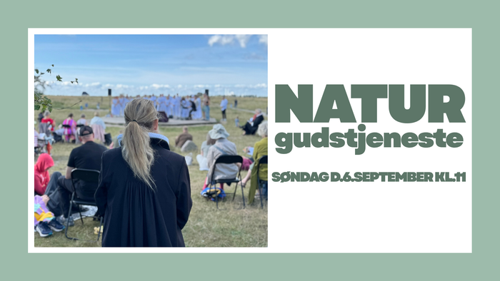 Udendørs natur-gudstjeneste på en solskinsdag, planlagt til søndag den 6. september kl. 11.