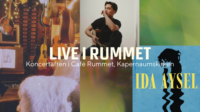 Reklameplakat for Ida Aysels livekoncert på Café Rummet i Kapernaumskirken.
