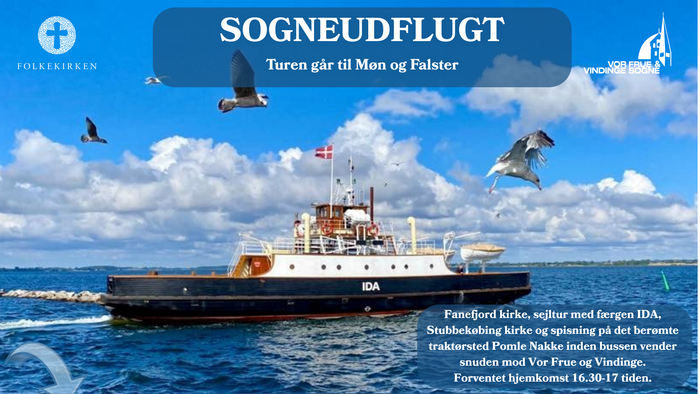 Reklameplakat for bådtur til Møn og Falster den 9. juni med færgen IDA.