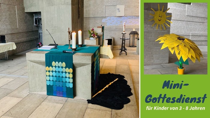 Altarraum Versöhnungskirche Remscheid und Sonne vom Minigottesdienst