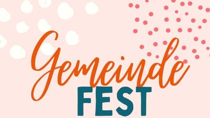 Farbenfrohes Logo für das Gemeindefest mit bunten Punkten und Schriftzug.